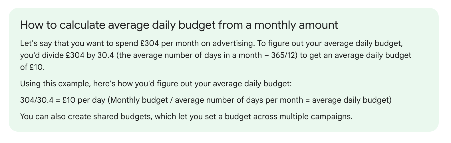 2 - calculating daily budget