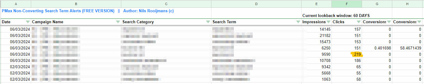 3 - pmax non converting search terms screenshot