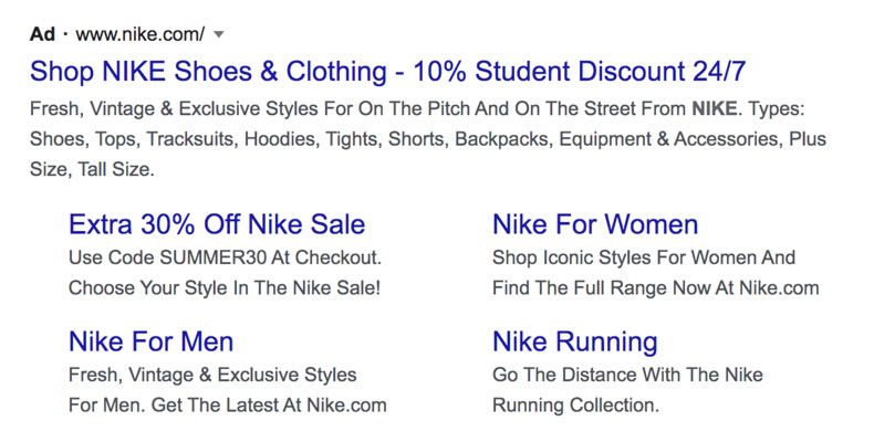 nike google listing