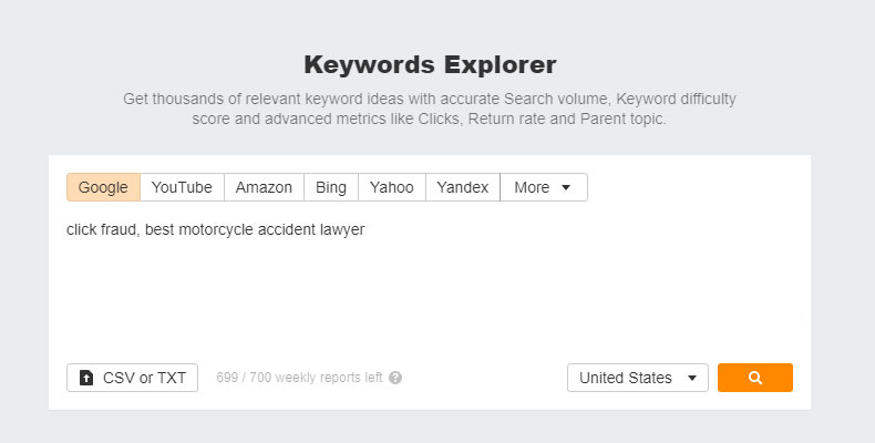 ahrefs keyword explorer