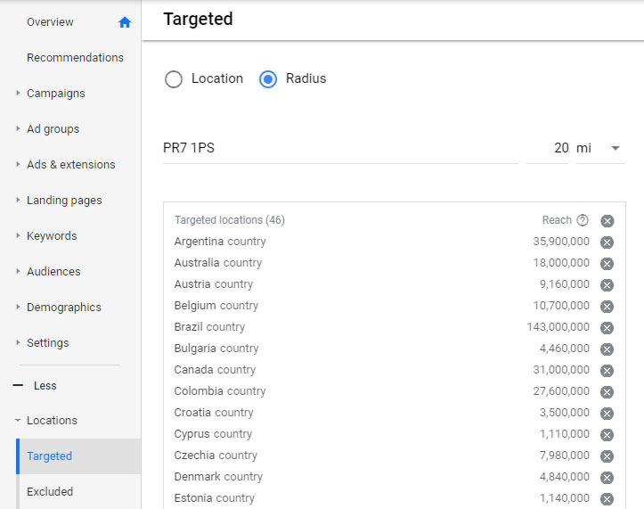 radius targeting