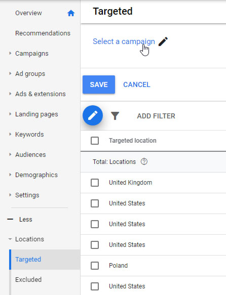 add location targeting