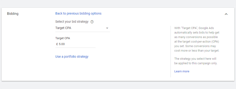 target CPA google bidding
