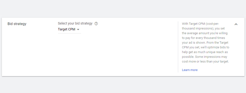 target CPM bidding strategy google