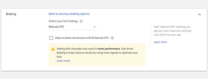 manual cpc bidding google