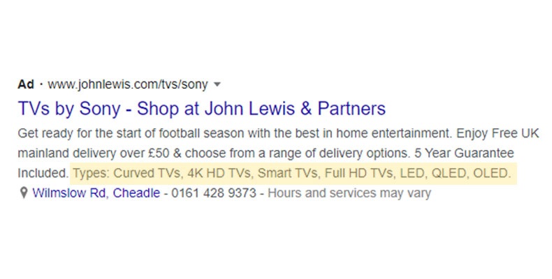 structured snippets extension